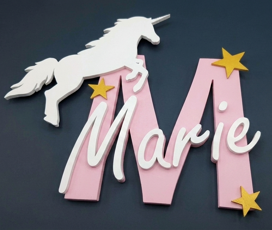 "Marie" Türschild mit Einhorn