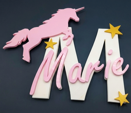 "Marie" Türschild mit Einhorn